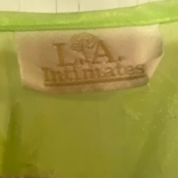 La intimates chartreuse green sleeveless sheer ladies nightie nightgown large - Picture 3 of 6